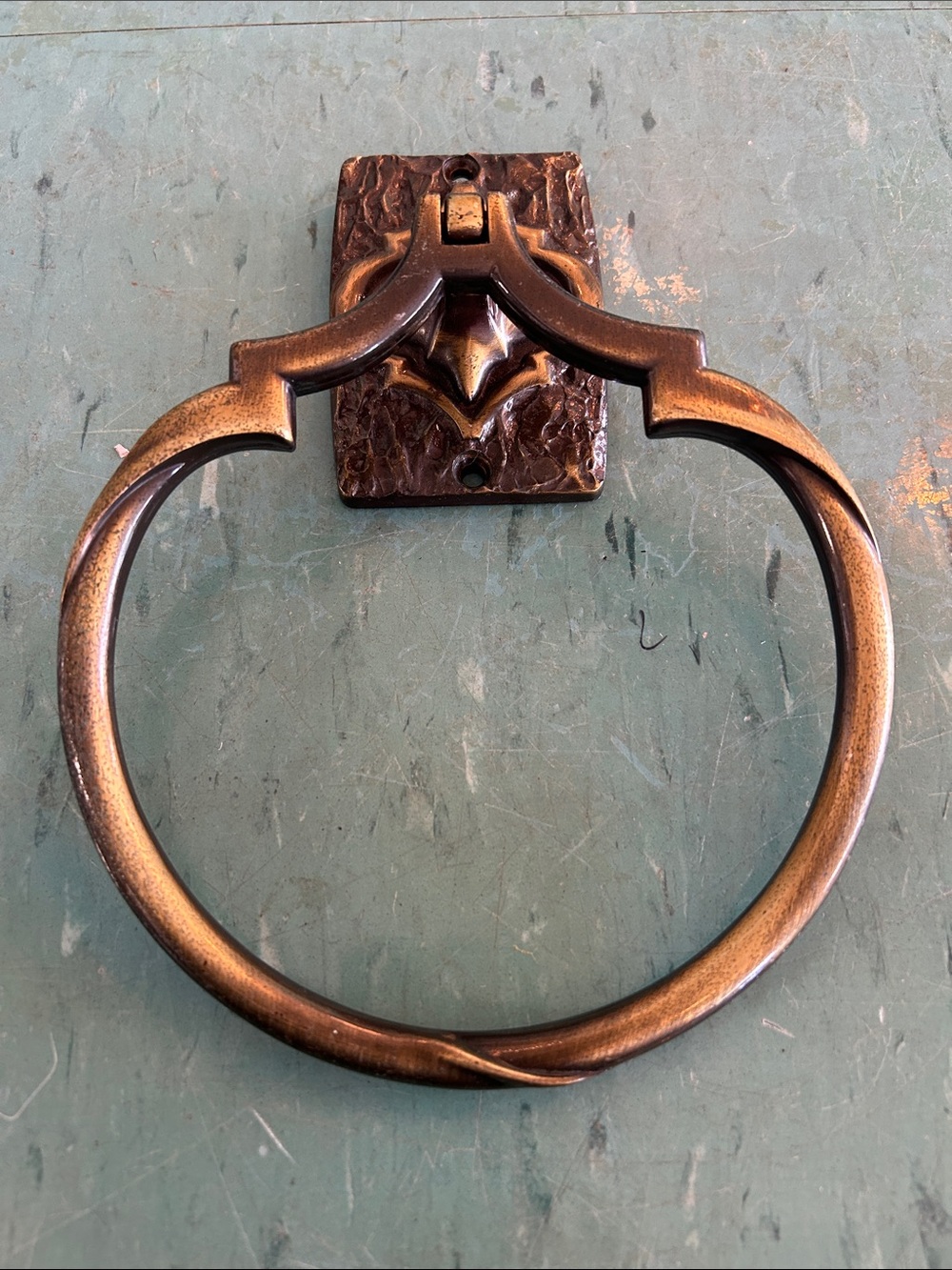 Vintage Amerock towel ring bathroom antique brass carriage house